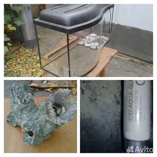 Аквариум под террариум. Грот.Лампа для растений