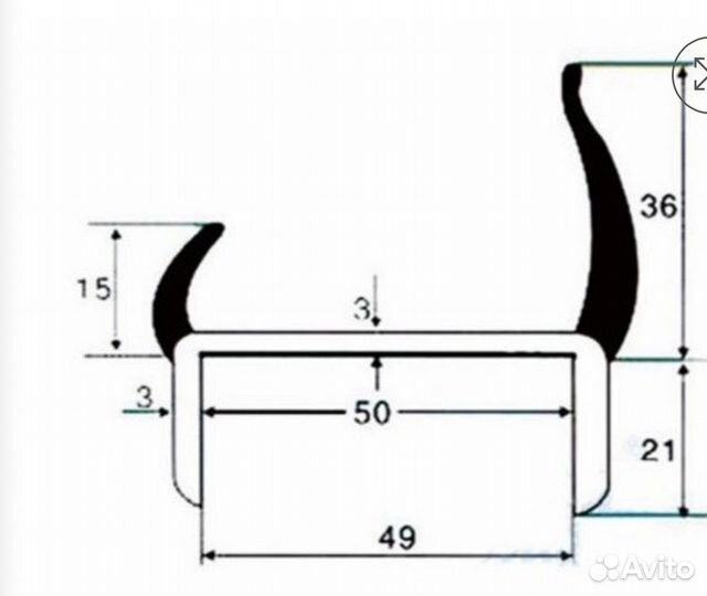 Уплотнитель на ворота фургона 50мм 3 метра (с НДС)