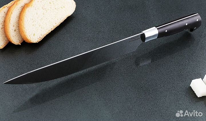 Нож Шеф №1 сталь 95Х18, рукоять черный граб с дюра