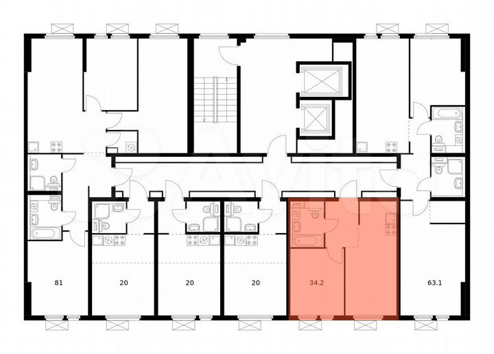 1-к. квартира, 34,2 м², 14/19 эт.