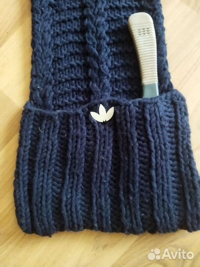 Шарф вязаный адидас 190х20 см с карманами