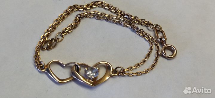 Браслет. серебро 925 проба С позолотой 16 см