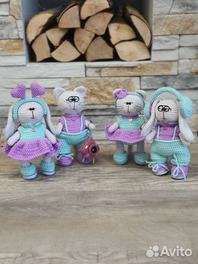 Пара котиков/зайчиков, игрушка ручной работы