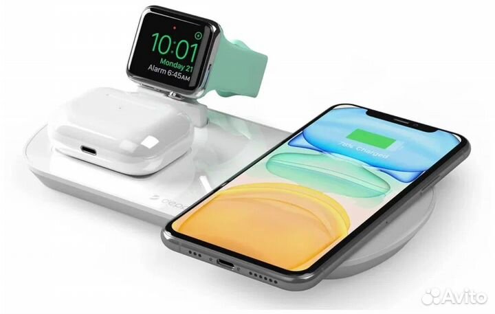 Беспроводное зарядное устройство Deppa 3в1 D-24010