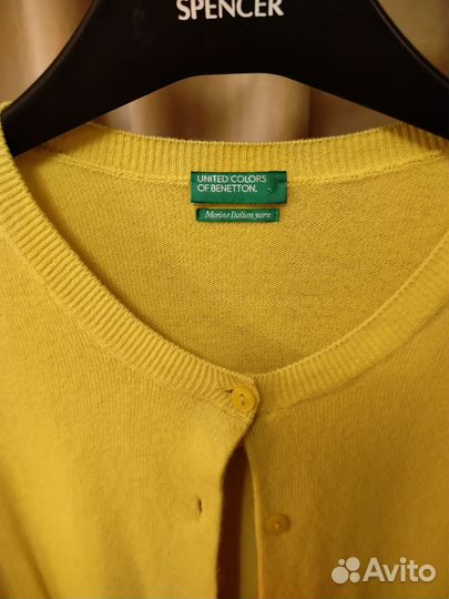 Benetton кардиган ярко желтый, L