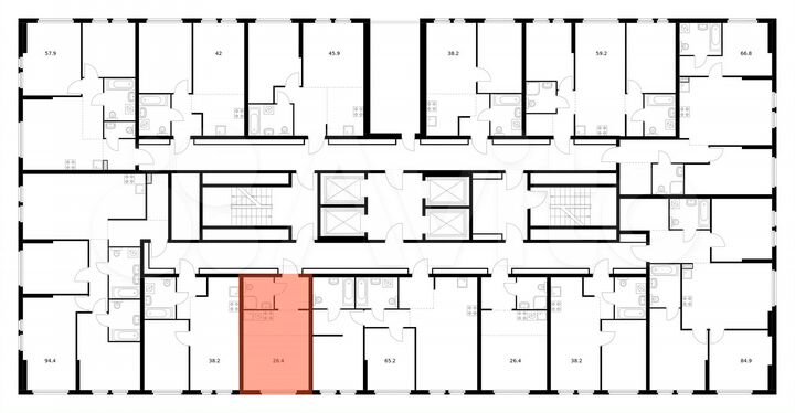 Квартира-студия, 26,4 м², 6/32 эт.