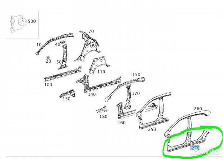 Порог левый Mercedes-Benz Gla-Class X156 2709