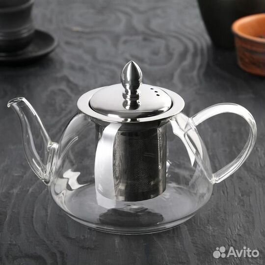 Чайник стеклянный заварочный с металлическим ситом