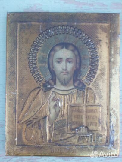 Старинная икона Господь Вседержитель. 18х22. Жако