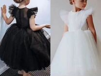 Платье для девочки венздей чёрное белое
