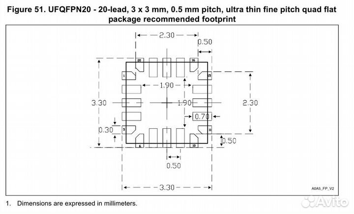 Адаптер для микросхемы ufqfpn20 на DIP20