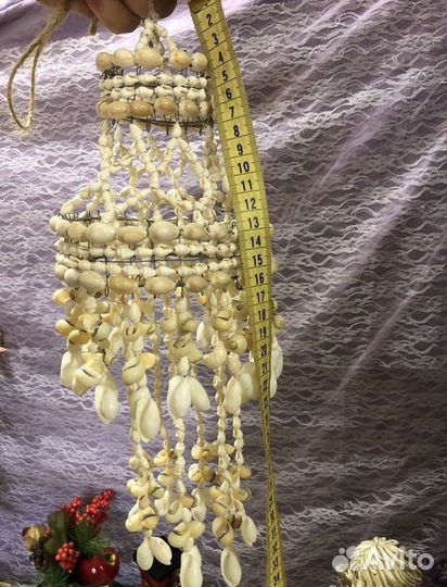 Абажур ручной работы из ракушек Ципреи 3 шт