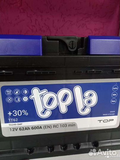 Аккумулятор Топла 62 Аh 600А низкая