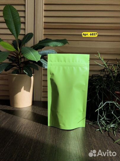 Пакет дой пак металлизированный салатовый матовый