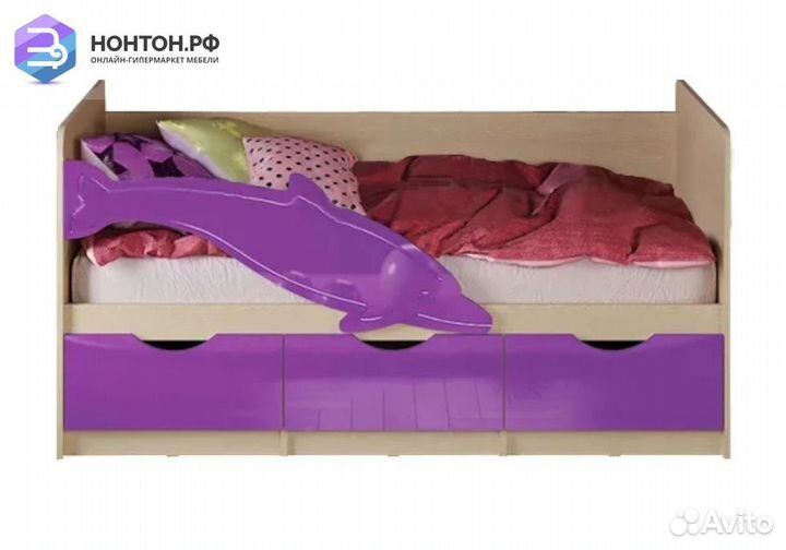 Кровать Дельфин №1 фиолетовый металлик