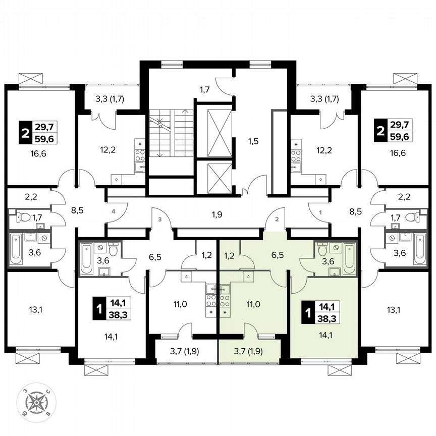 1-к. квартира, 38,3 м², 5/15 эт.