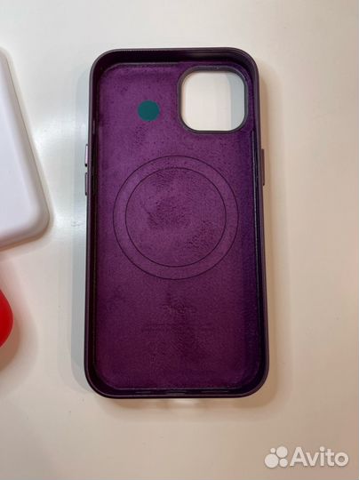 Кожаный чехол iPhone 13 Темная вишня