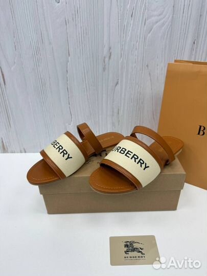 Шлепки женские Burberry натуральная кожа