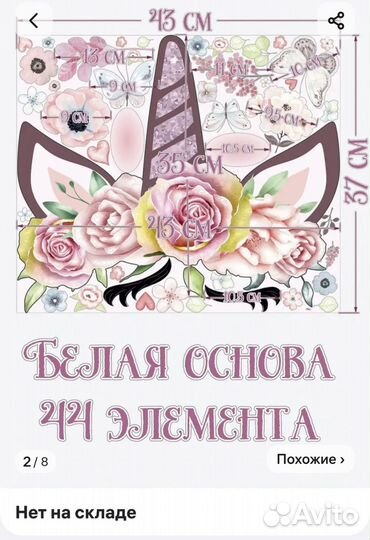 Интерьерная наклейка на стену Единорог