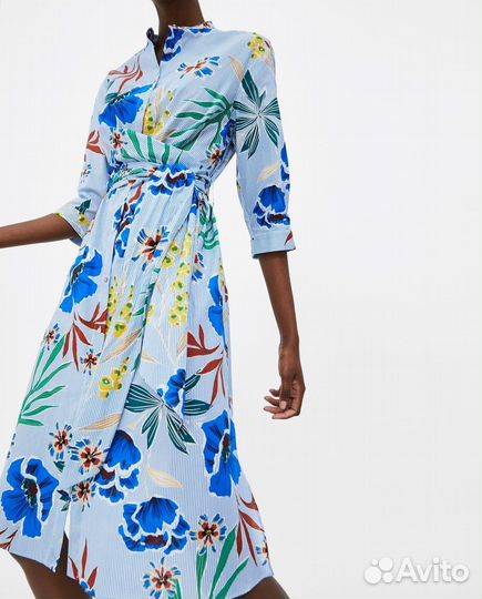 Платье Zara миди хлопок