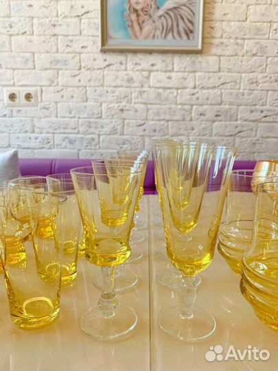 Бокалы желтое стекло СССР