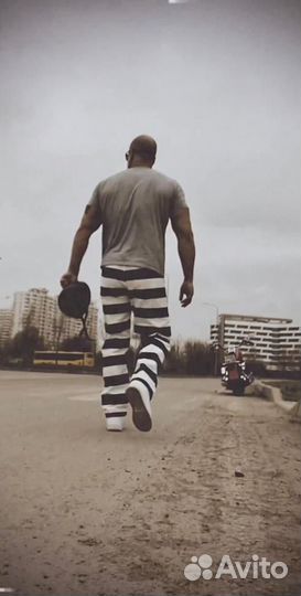 Мотоджинсы мужские штаны в полоску тюремные штаны