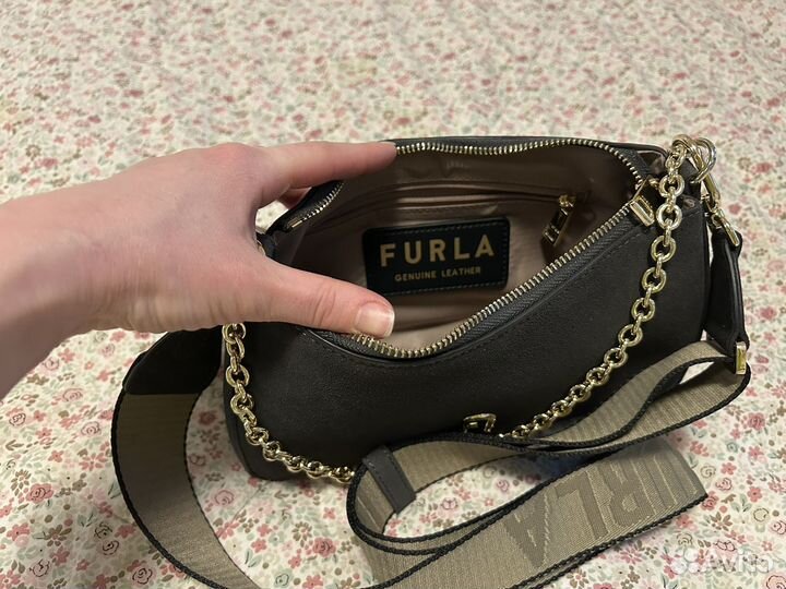 Сумка женская Furla натуральная замша, серая