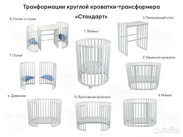 Детская кроватка трансформер круглая