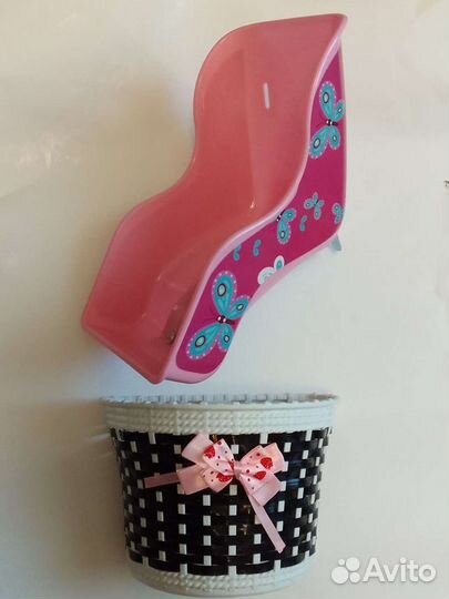 Корзинка и кукольное сиденье для велосипеда