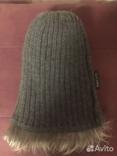 Шапка из чернобурки вязаная