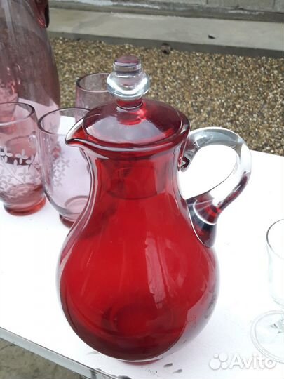 Графин СССР Красное стекло цветное винтаж