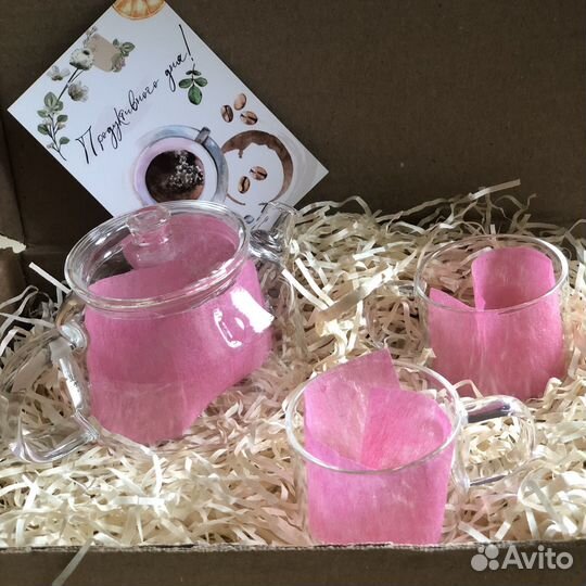 Чайный сервиз стекло, заварник, чайная чашка