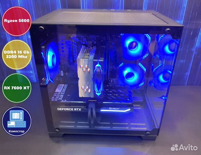 Игровой компьютер AMD5600-RX7600XT-16DDR4-JKQ1-A520