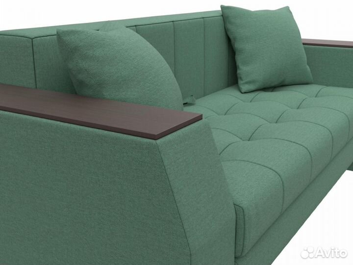 Диван прямой Атлант мини, рогожка, амур зеленый