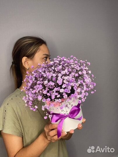 Гипсофила в коробке, в букете, цветы доставка