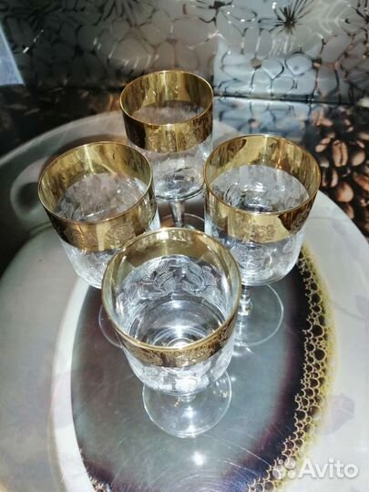 Фужеры хрустальные в золоте