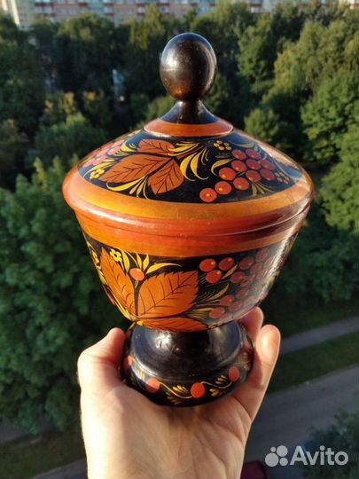 Вазы цветное стекло Дерево СССР Гжель Хохлома