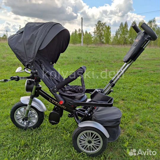 Трехколесный велосипед-коляска Luxmom черный