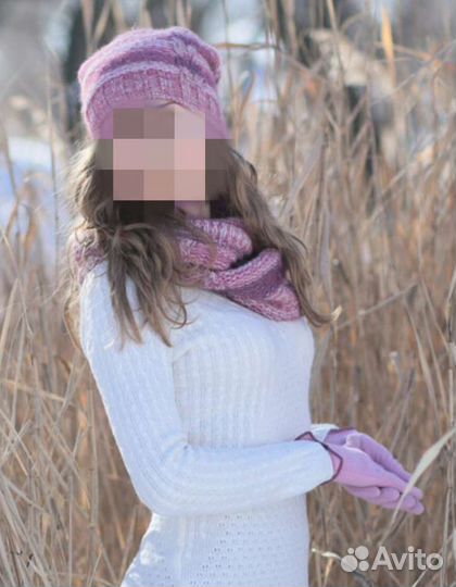 Комплект зимний женский шарф, шапка, перчатки