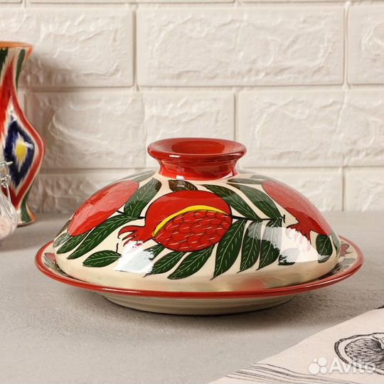 Блинница Риштанская Керамика 'Гранаты', 26 см