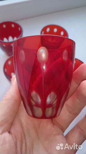 Стопки из цветного хрустального стекла. Винтаж