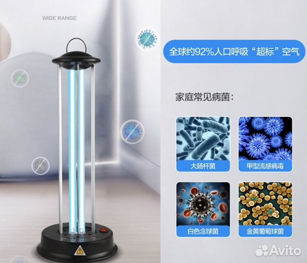 Бактерицидный облучатель ML19283 36W кварцевый