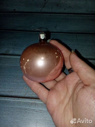 Ёлочная игрушка Шар с росписью розовый СССР