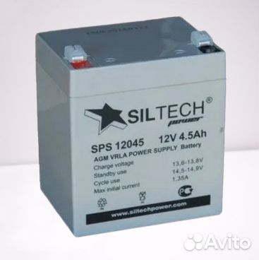 Аккумулятор ибп siltech SPS 12045 12V 4,5Ah