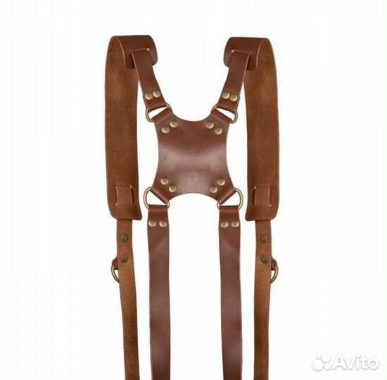 Кожаный двойной плечевой ремень разгрузка для фото