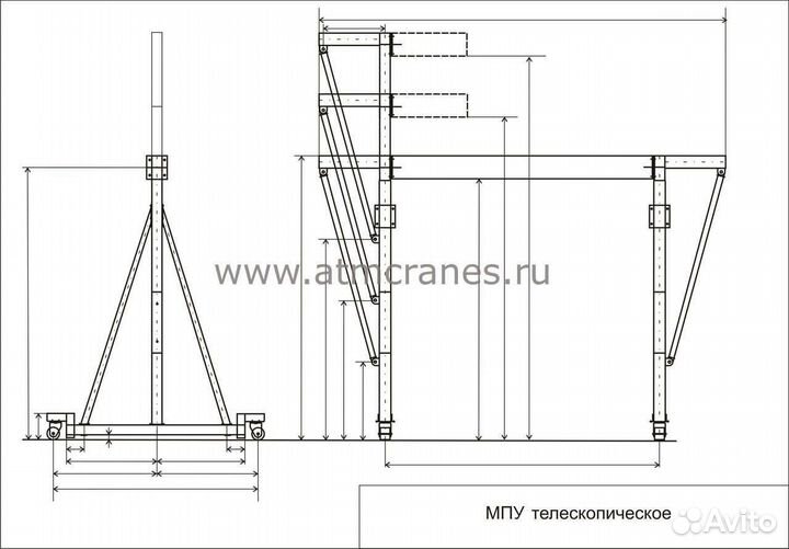 Кран козловой с изменяемой высотой телескопик