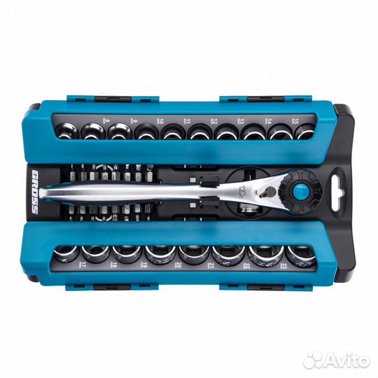 Набор торцевых головок, трещотка 120 зубьев, 36 пр