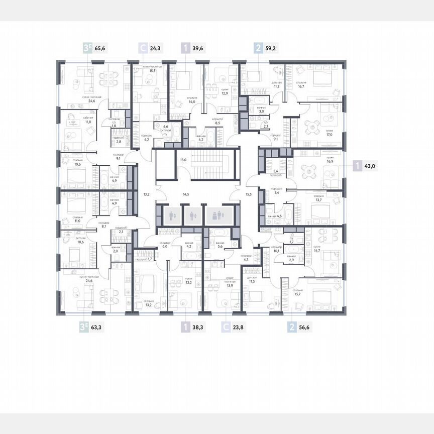 1-к. квартира, 42,7 м², 25/25 эт.