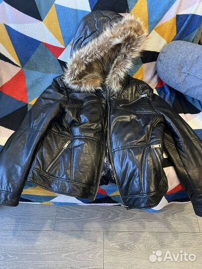 Кожаный пуховик philipp plein