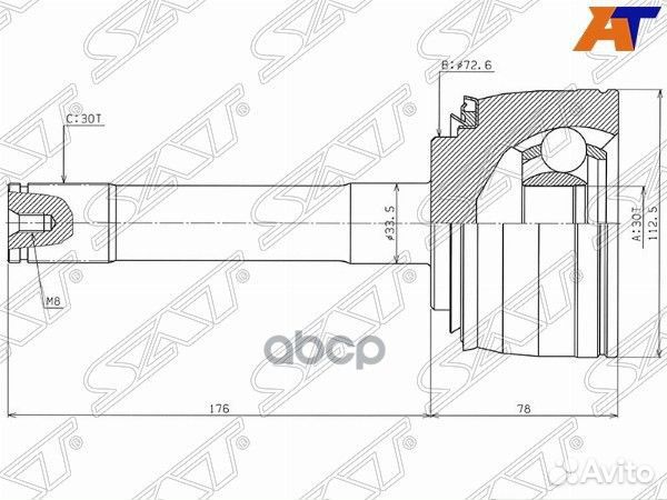 Шрус наружный toyota land cruiser 100 98-05 to7